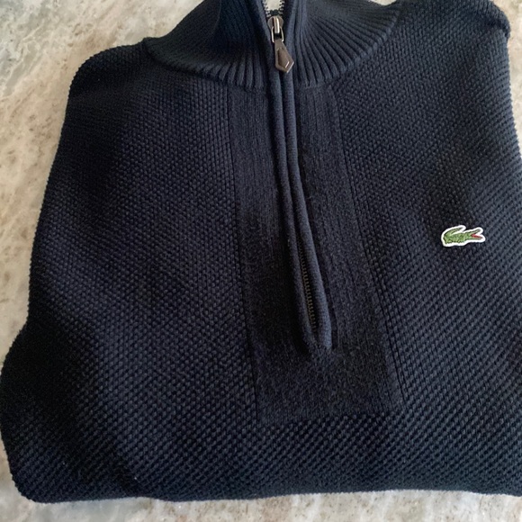 Mens LaCoste Black 1/4 Zip Sweater Size 5 - Picture 1 of 4